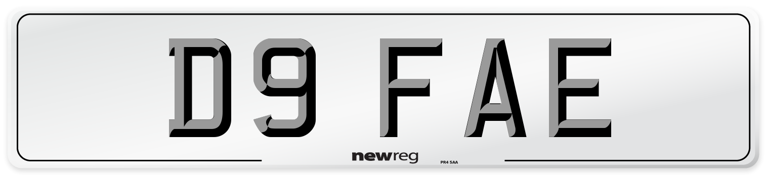 D9 FAE Number Plate from New Reg